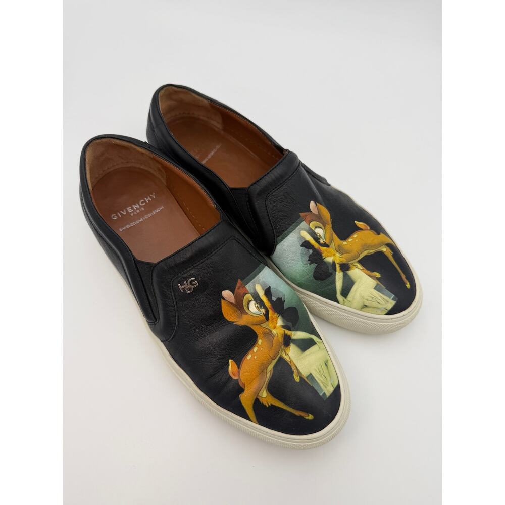 Authentic Givenchy Bambi Disney Slip On Sneakers Black Leather Size 39 / 9 - Picture 3 of 14